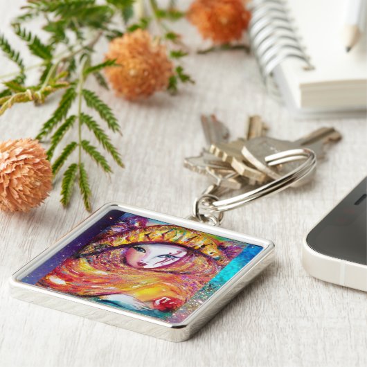 VENETIAN MASQUERADE - MASKER IN GEEL SLEUTELHANGER (Zijkant)