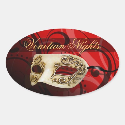 Venetian Nights Masquerade Party Ovale Sticker (Voorkant)