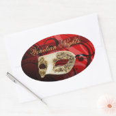 Venetian Nights Masquerade Party Ovale Sticker (Envelop)