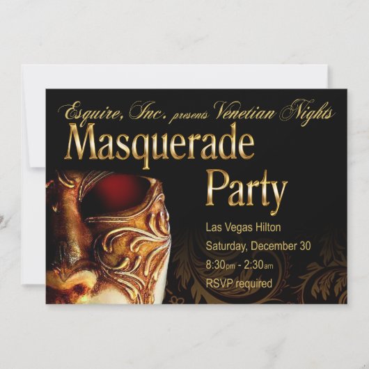 Venetian Nights Masquerade Party Uitnodiging (Voorkant)
