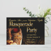 Venetian Nights Masquerade Party Uitnodiging (Staand voorkant)