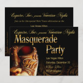 Venetian Nights Masquerade Party Uitnodiging (Voorkant / Achterkant)