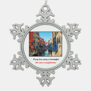 Venetië Alley met Love Quote Tin Sneeuwvlok Ornament