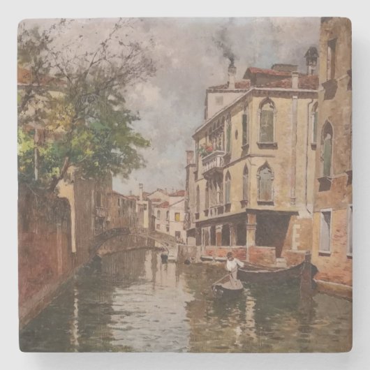  Venetië Antonio Leto Venetian Canal Stenen Onderzetter (Voorkant)