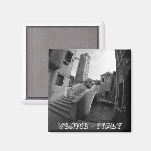 Venetië Architectuur - BW Art (Fridge Magnet) Magneet (Voorkant / Achterkant)