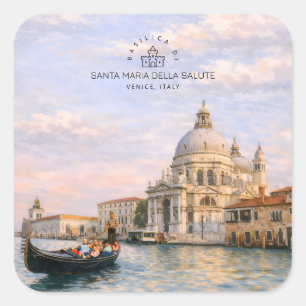 Venetië Basiliek Salute Aquarel Iconische Koepels Vierkante Sticker