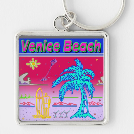 "Venetië Beach" Surfer Sleutelhanger (Voorkant)