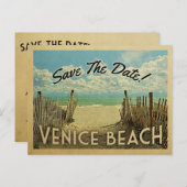 Venetië Beach Vintage slaat de datum op Aankondigingskaart (Voorkant / Achterkant)