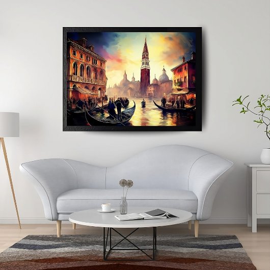Venetië bij Twilight: gondels en gloeiende lucht | Poster