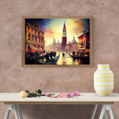 Venetië bij Twilight: gondels en gloeiende lucht | Poster