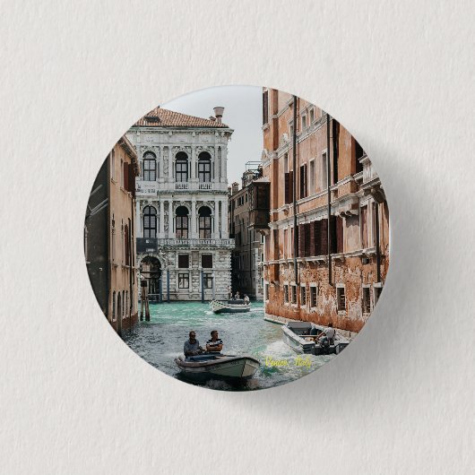 Venetië Boat Canal Ronde Button 3,2 Cm (Voorkant)