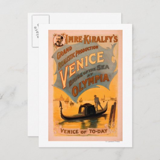 Venetië, Bride van het Zee in Olympia Gondolas Briefkaart (Voorkant / Achterkant)