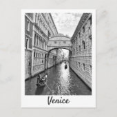 Venetië Bridge of Sighs Black white met gondolier Briefkaart (Voorkant)