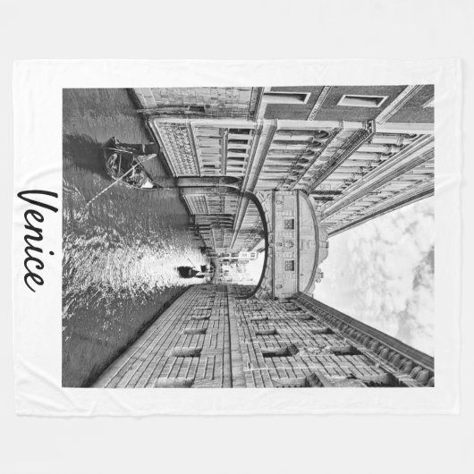 Venetië Bridge of Sighs Black white met gondolier Fleece Deken (Voorkant (Horizontaal))