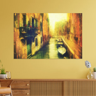 Venetië Canal Balkon Schilderij Canvas Afdruk