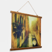 Venetië Canal Balkon Schilderij Hangend Wandkleed (Gebogen)