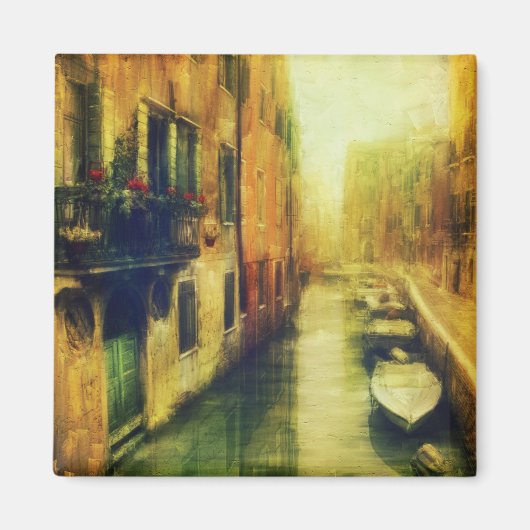 Venetië Canal Balkon Schilderij Magneet (Voorkant)