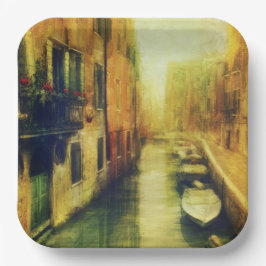 Venetië Canal Balkon Schilderij Papieren Bordje