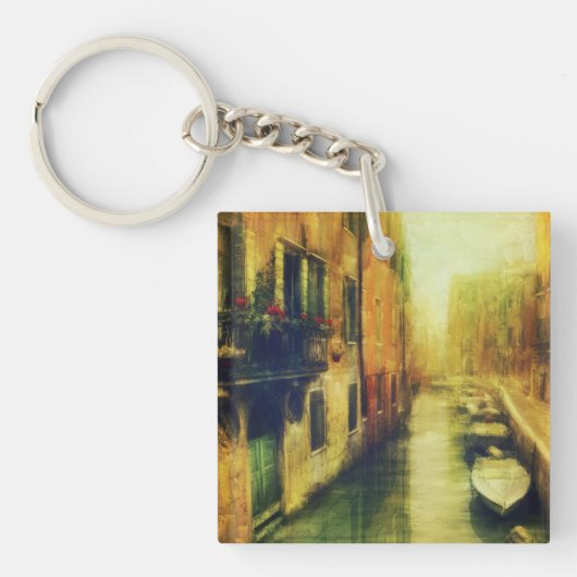 Venetië Canal Balkon Schilderij Sleutelhanger (Voorkant)