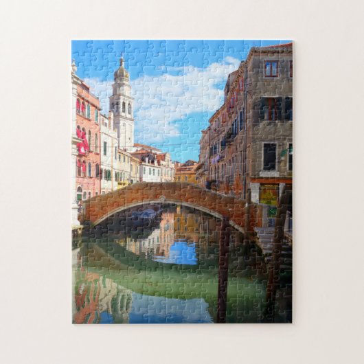 Venetië Canal bridge & Italiaanse toren, Italië Legpuzzel (Verticaal)