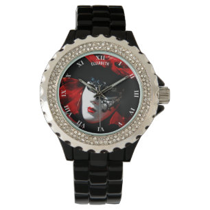 Venetië Carnaval Colorful Traditional Red Mask Horloge