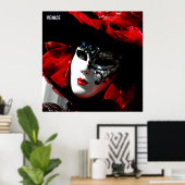 Venetië Carnaval Colorful Traditional Red Mask Poster (Thuiskantoor)
