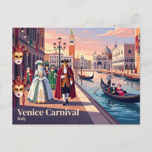 Venetië Carnaval, Italië Briefkaart (Voorkant)