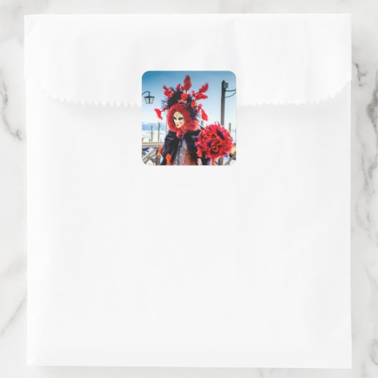 Venetië carnaval vierkante sticker (Tas)