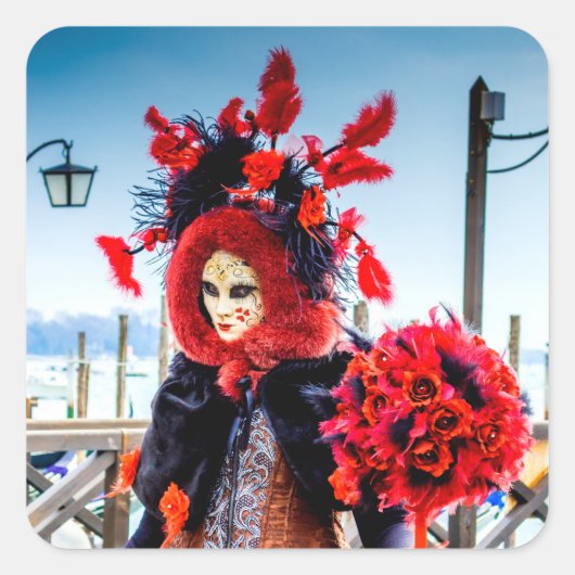 Venetië carnaval vierkante sticker (Voorkant)