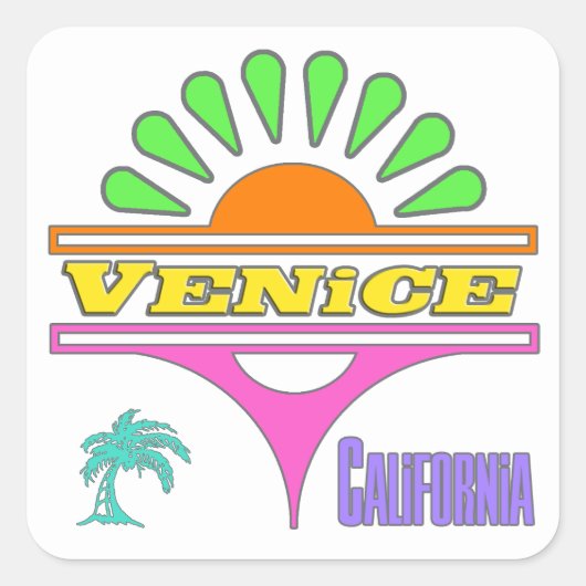 "Venetië Colorful 1"-Sticker Vierkante Sticker (Voorkant)