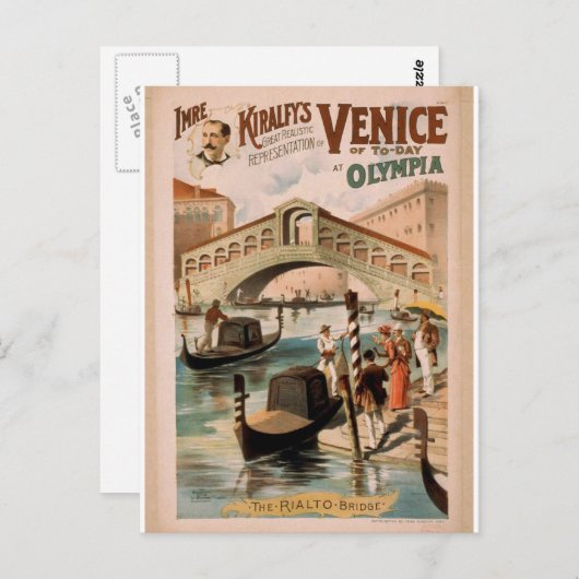 Venetië, de Bride van het Zee, de Rialto-brug Briefkaart (Voorkant / Achterkant)
