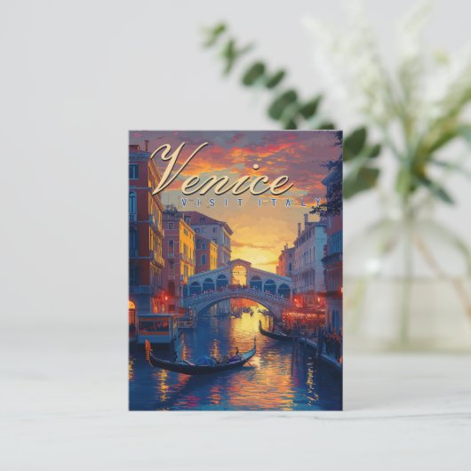 Venetië droom: een  gondel briefkaart (Staand voorkant)