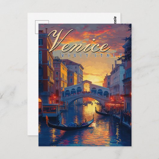 Venetië droom: een  gondel briefkaart (Voorkant / Achterkant)