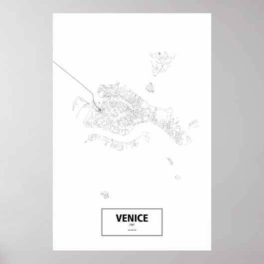 Venetië (eiland), Italië (zwart op wit) Poster (Voorkant)