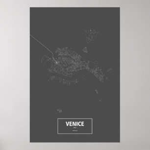 Venetië (eiland), Italië (zwart wit) Poster