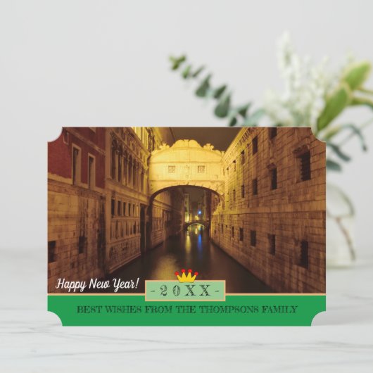 Venetië en gelukkig nieuwjaar! Kaart/architectuur  Feestdagenkaart (Staand voorkant)