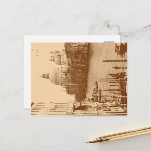 Venetië en het Grote Kanaal in Taupe Briefkaart (Voorkant / Achterkant in situ)