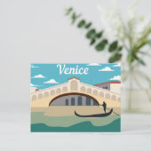  Venetië en Venetiaanse Gondola Silhouette Briefkaart (Staand voorkant)