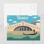  Venetië en Venetiaanse Gondola Silhouette Briefkaart (Voorkant / Achterkant)