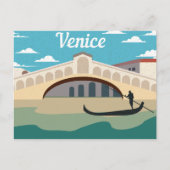 Venetië en Venetiaanse Gondola Silhouette Briefkaart (Voorkant)