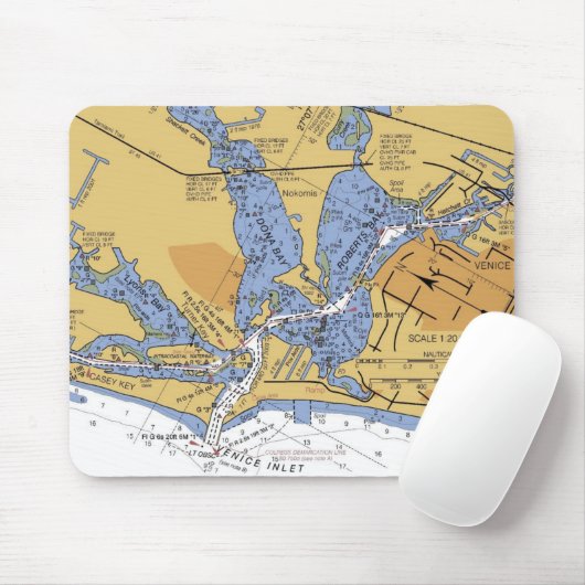 Venetië, Florida nautical Harbour Chart Mousepad Muismat (Met muis)