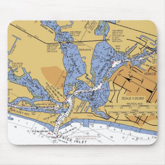 Venetië, Florida nautical Harbour Chart Mousepad Muismat (Voorkant)