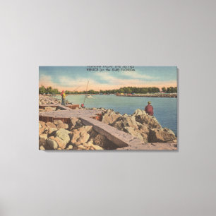 Venetië, Florida - Vist Scene op de Jetties Canvas Afdruk