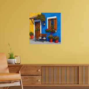 Venetië geïnspireerd – Kleurrijke dorpsposterprint Poster