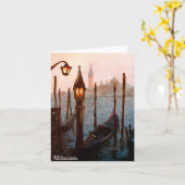 Venetie gondel wenskaart kaart (Gele Bloem)
