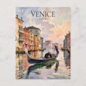 Venetië Gondola Ride Waterverf Canal Kleurrijk Briefkaart (Voorkant)