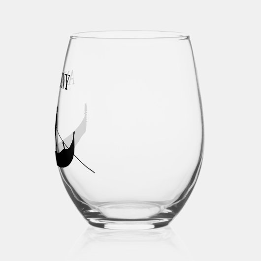 Venetië Gondola Silhouet in zwart Wijnglas Zonder Voet (Links)