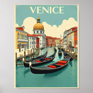Venetie Gondolas - Vintage Travel Poster