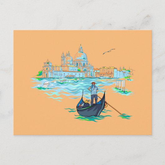 Venetië gondolier schilderij briefkaart (Voorkant)