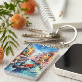 Venetië grachten Italië Waterverf Sleutelhanger (Voorkant Rechts)